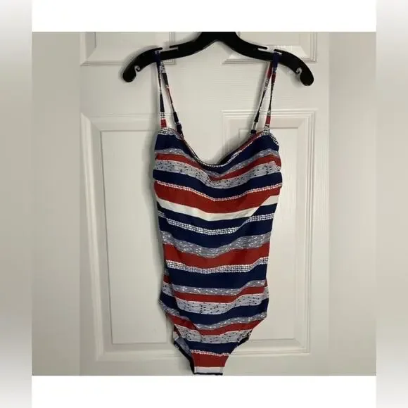Seekers One-Piece UPF Striped Swimsuit size 12 - Picture 2 of 8